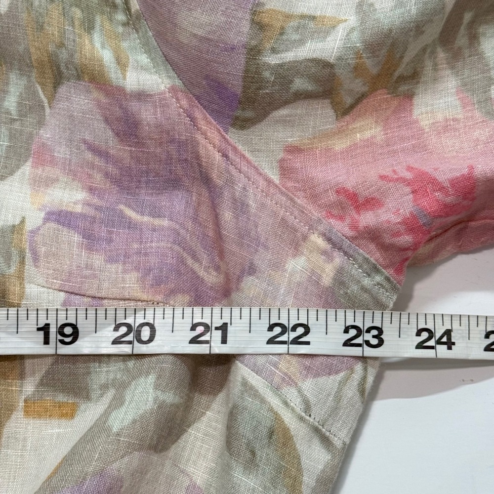 Lauren Ralph Lauren Shirt Dress Womens 16 Floral Linen Midi Tie Waist Excellent - Picture 7 of 10
